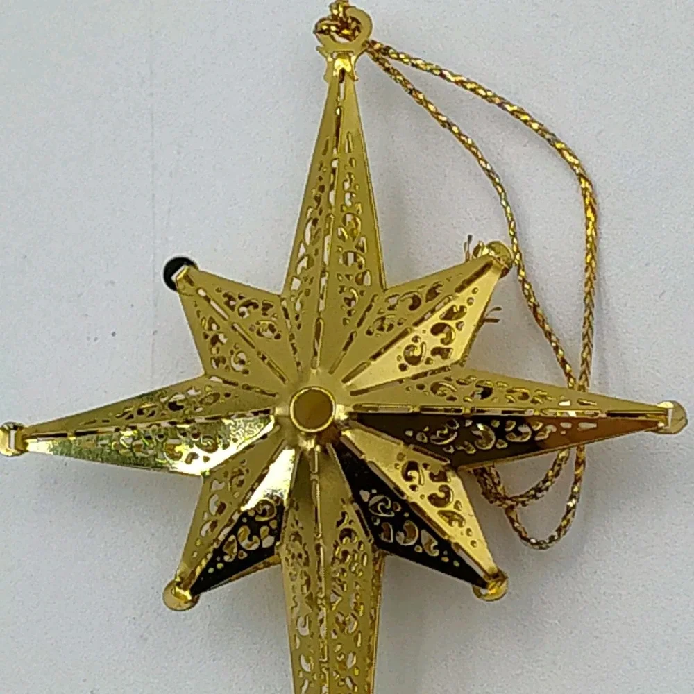 1980's VTG Bright Golden Tone Hanging Star Ornament Very rare‎ unique SEE📏📸